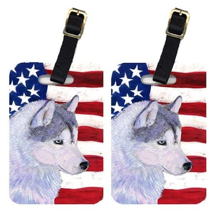 Carolines Treasures Carolines Treasures SS4220BT Pair Of USA American Flag With Siberian Husky Luggage Tags SS4220BT